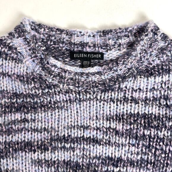 Eileen Fisher Wool Silk Blend Long Sleeve Chunky Pullover Sweater Relaxed Fit S - Picture 3 of 11